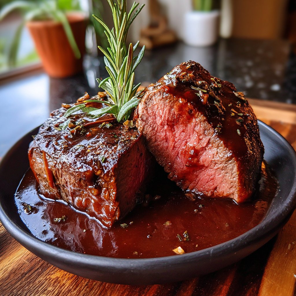Romantic Filet Mignon with Red Wine Sauce