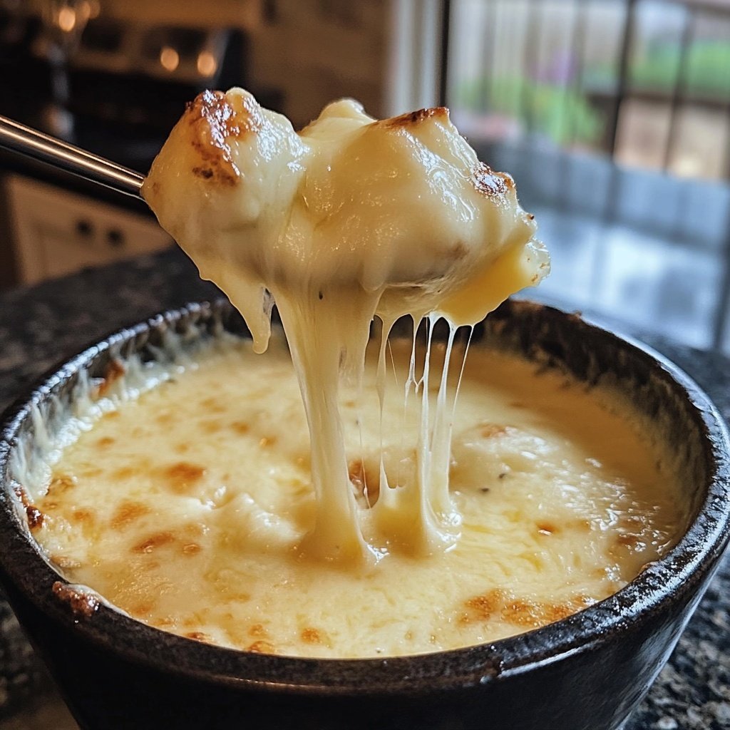 Fondue with Beer and Swiss Cheese