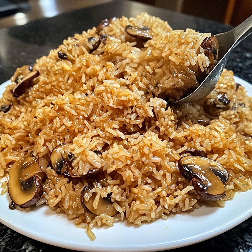 One Pot Soy Sauce Mushroom Rice