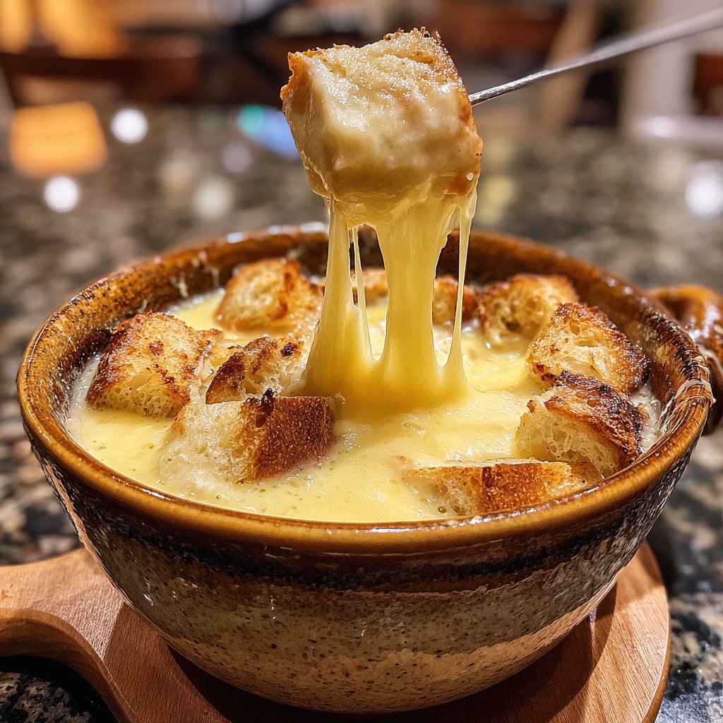 Fondue with Swiss Cheese and Garlic