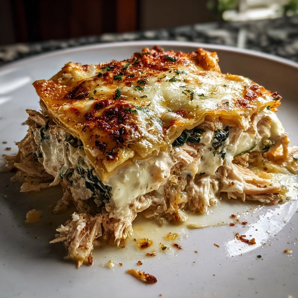 Shredded Chicken Spinach Lasagna